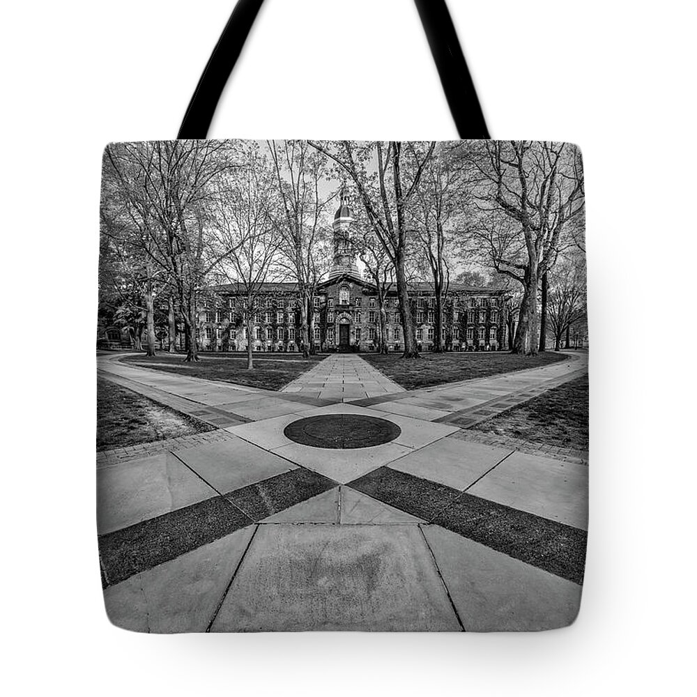 Princeton University Tote Bag featuring the photograph Princeton NJ Nassau Hall BW by Susan Candelario