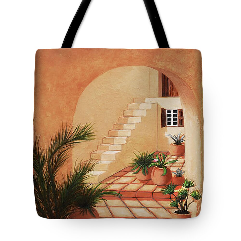 Southwest Tote Bag featuring the painting Still, in the Southwest -prints of oil painting by Mary Grden