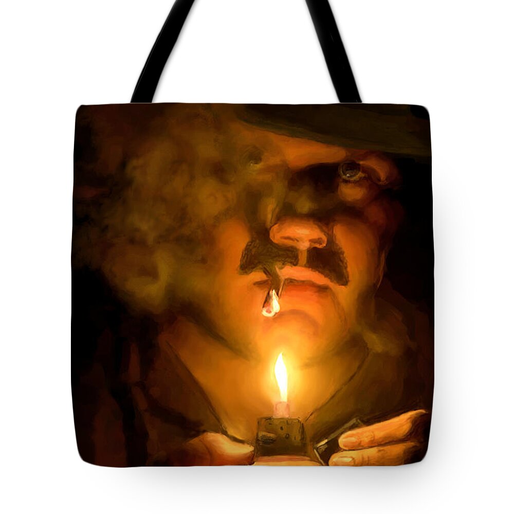 Cigarette Tote Bag featuring the painting Private Detective by Joel Smith