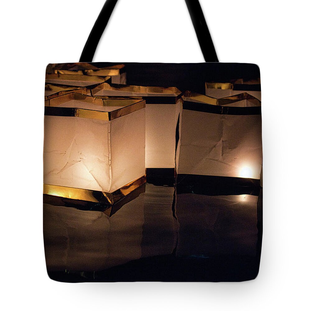 Light Tote Bag featuring the photograph Private Lantern Festival by Portia Olaughlin