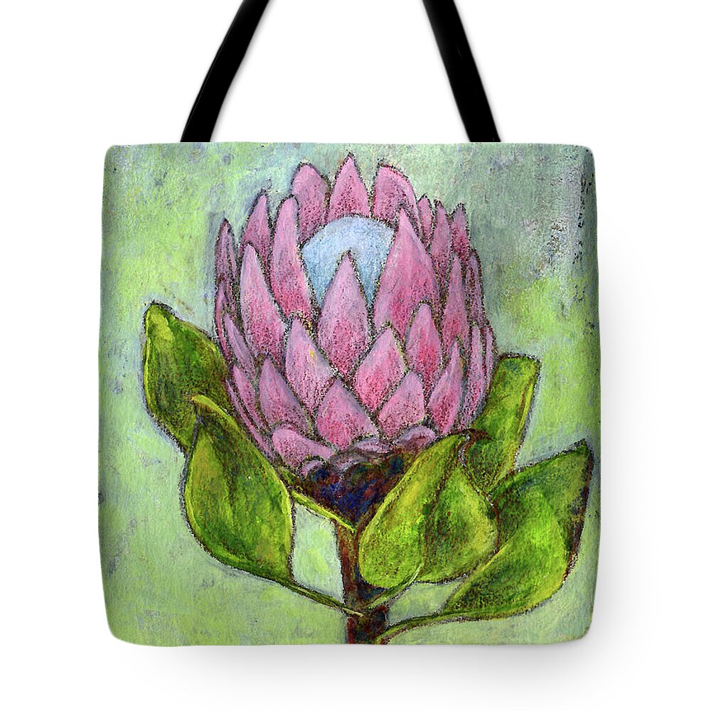 Protea Tote Bag featuring the mixed media Protea Flower by AnneMarie Welsh