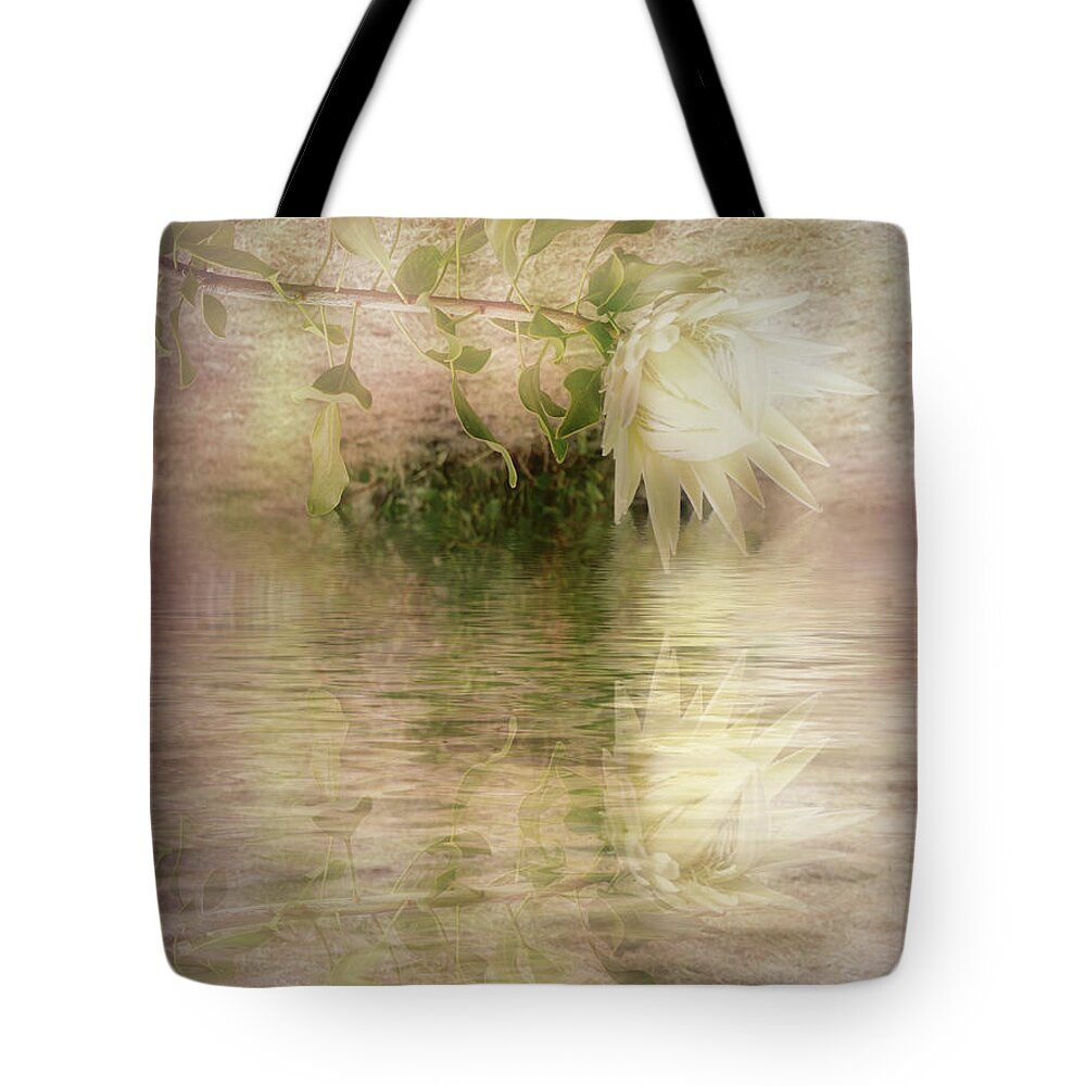 Protea Reflection Tote Bag featuring the photograph Protea Reflection by Elaine Teague
