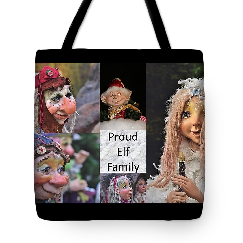 Elf Tote Bag featuring the mixed media Proud Elf Family by Nancy Ayanna Wyatt