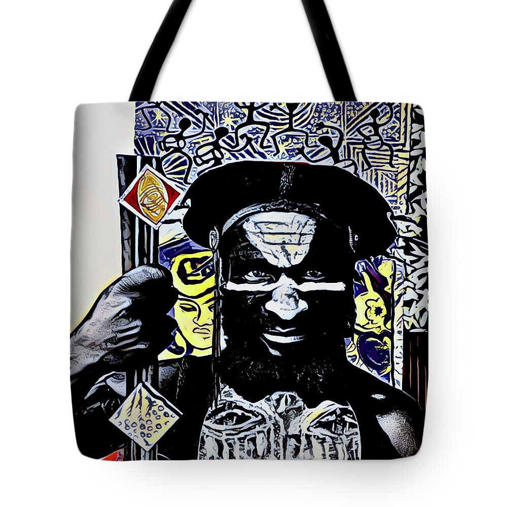 New Guinea Tote Bag featuring the mixed media Proud New Guinea Hunter by Debra Amerson
