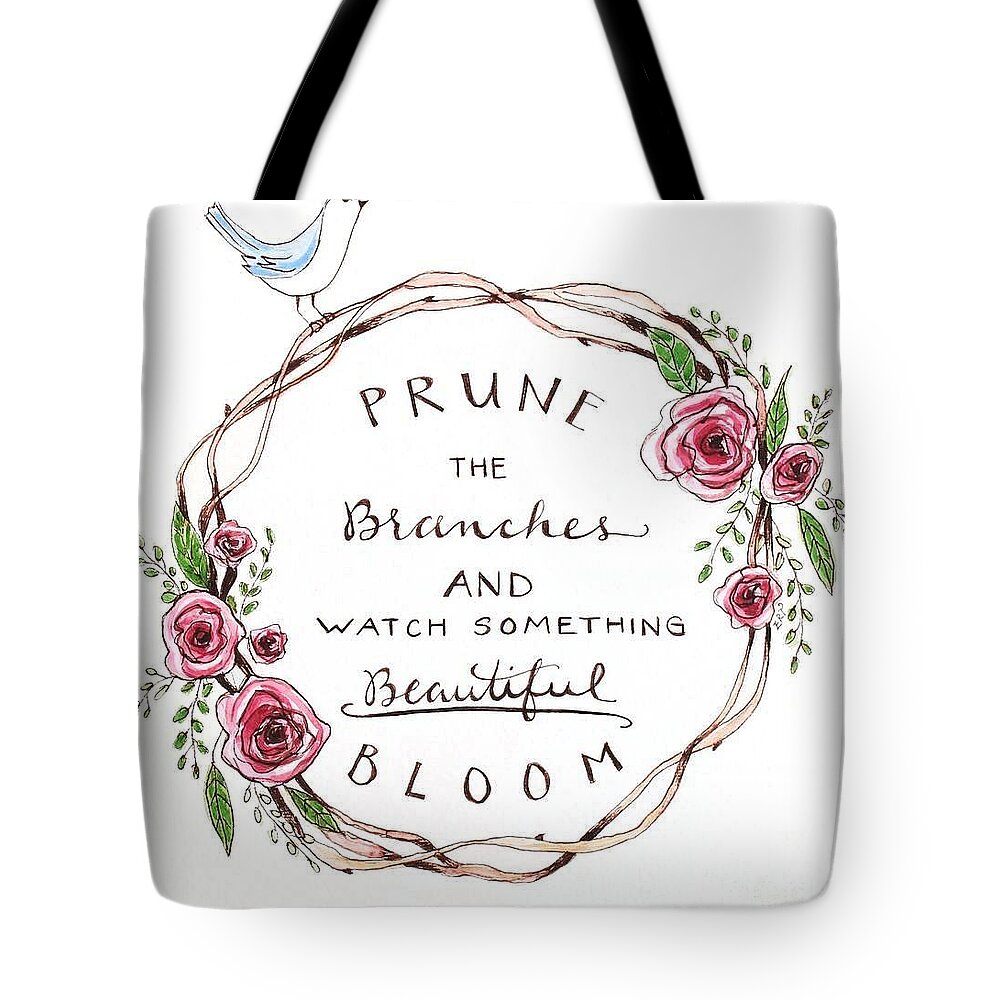 Pruning Tote Bag featuring the painting Pruning by Elizabeth Robinette Tyndall