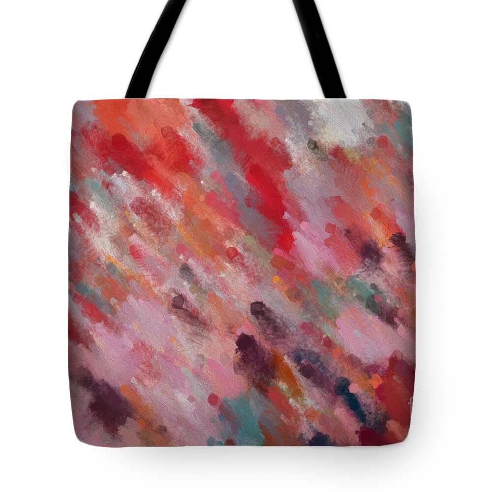 Red Tote Bag featuring the painting Psalm 119 64. Jesus Is Speaking. Bible Verse Christian Inspiration Scripture Wall Art by Mark Lawrence