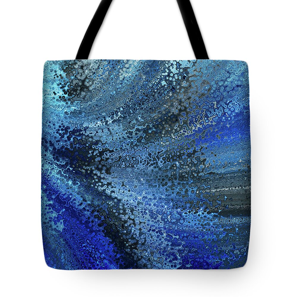 Blue Tote Bag featuring the painting Psalm 146 2. I Will Praise The Lord. Bible Verse Christian Inspiration Scripture Wall Art by Mark Lawrence