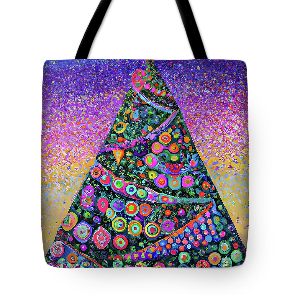 Ai Tote Bag featuring the digital art Psychedelic Christmas Tree by Cindy's Creative Corner