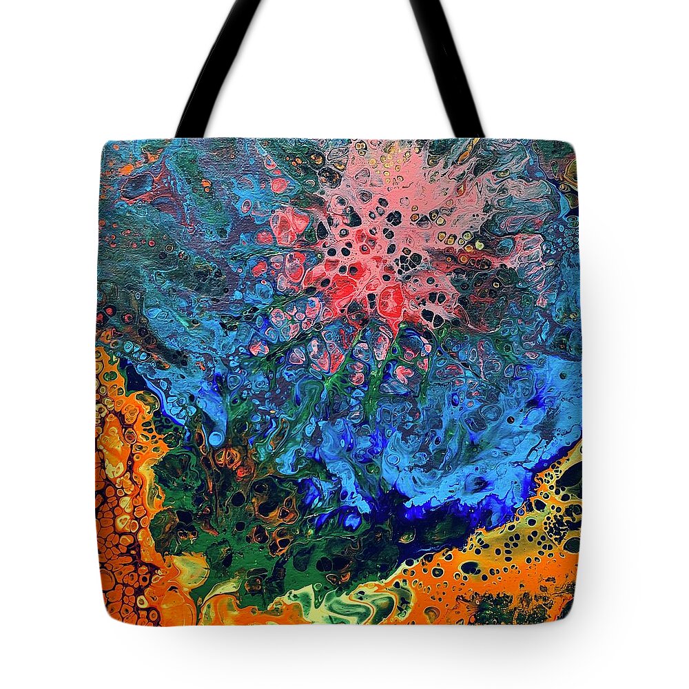 Psychedelic Tote Bag featuring the painting Psychedelic flower by Nicole DiCicco
