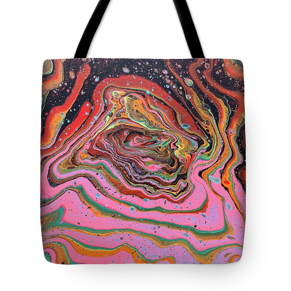 Galaxy Tote Bag featuring the painting Psychedelic storm by Nicole DiCicco