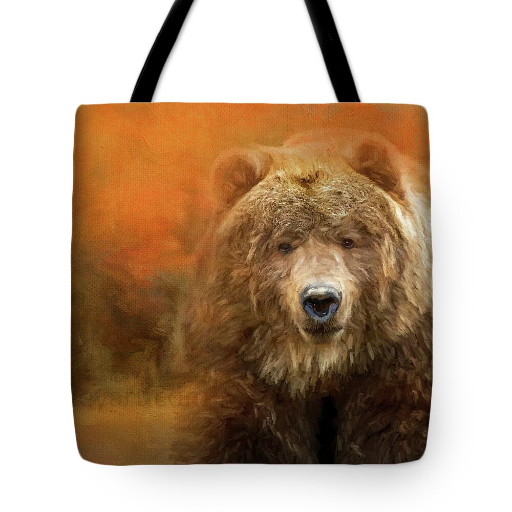 Grizzly Bear Tote Bag featuring the digital art Pumpkin by Jeanette Mahoney