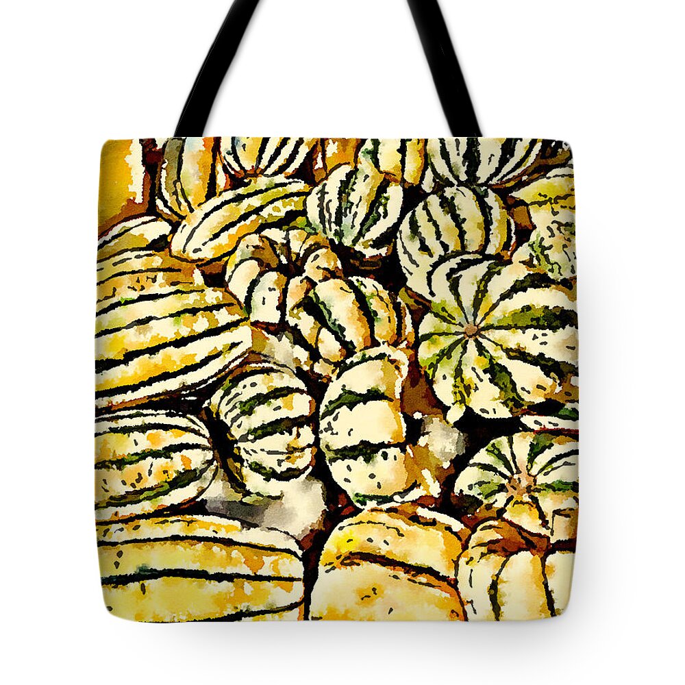 Pumplins Ready Froi Sale Tote Bag featuring the digital art Pumpkins by Steve Glines