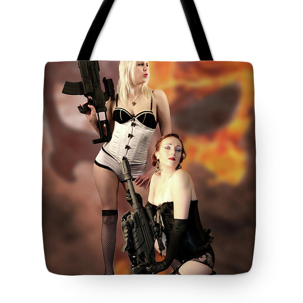 Punisher Tote Bag featuring the photograph Punisher Ladies In Lingerie by Jon Volden