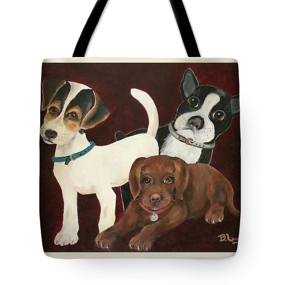 Puppy Tote Bag featuring the painting Puppy Love by Barbara Landry