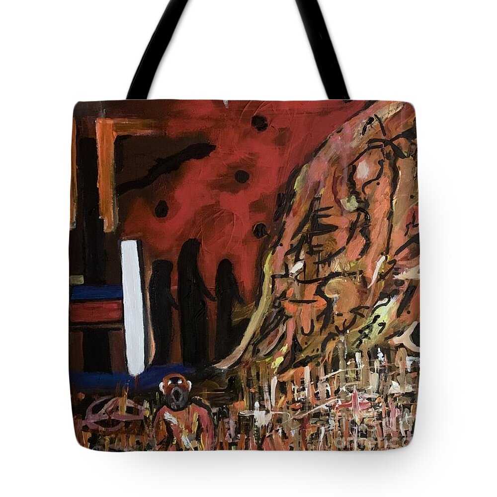 Landscape Tote Bag featuring the painting Purgatory, the Underworld by Denise Morgan