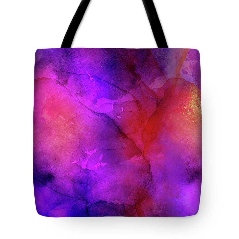 Purple Ink Painting Tote Bag featuring the painting Purple, Blue, Red And Pink Fluid Ink Abstract Art Painting by Modern Art