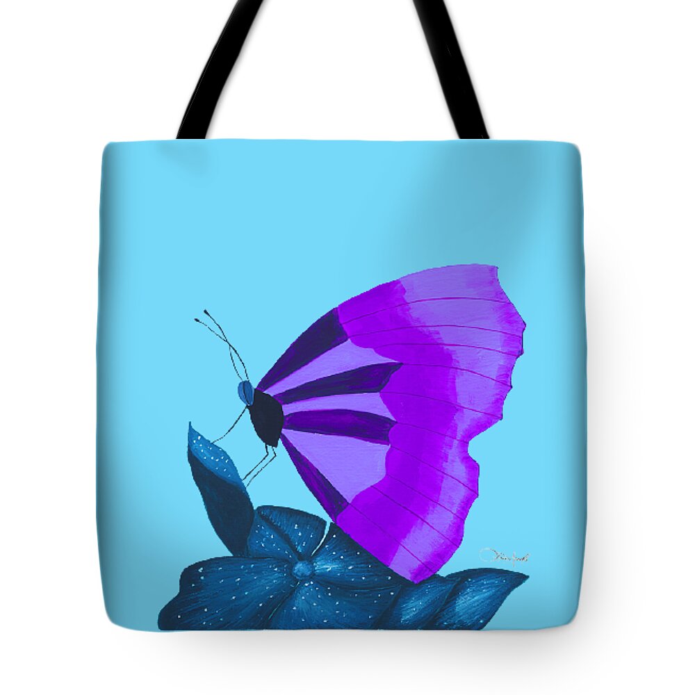 Watercolor Tote Bag featuring the painting Purple Butterfly by Lisa Senette
