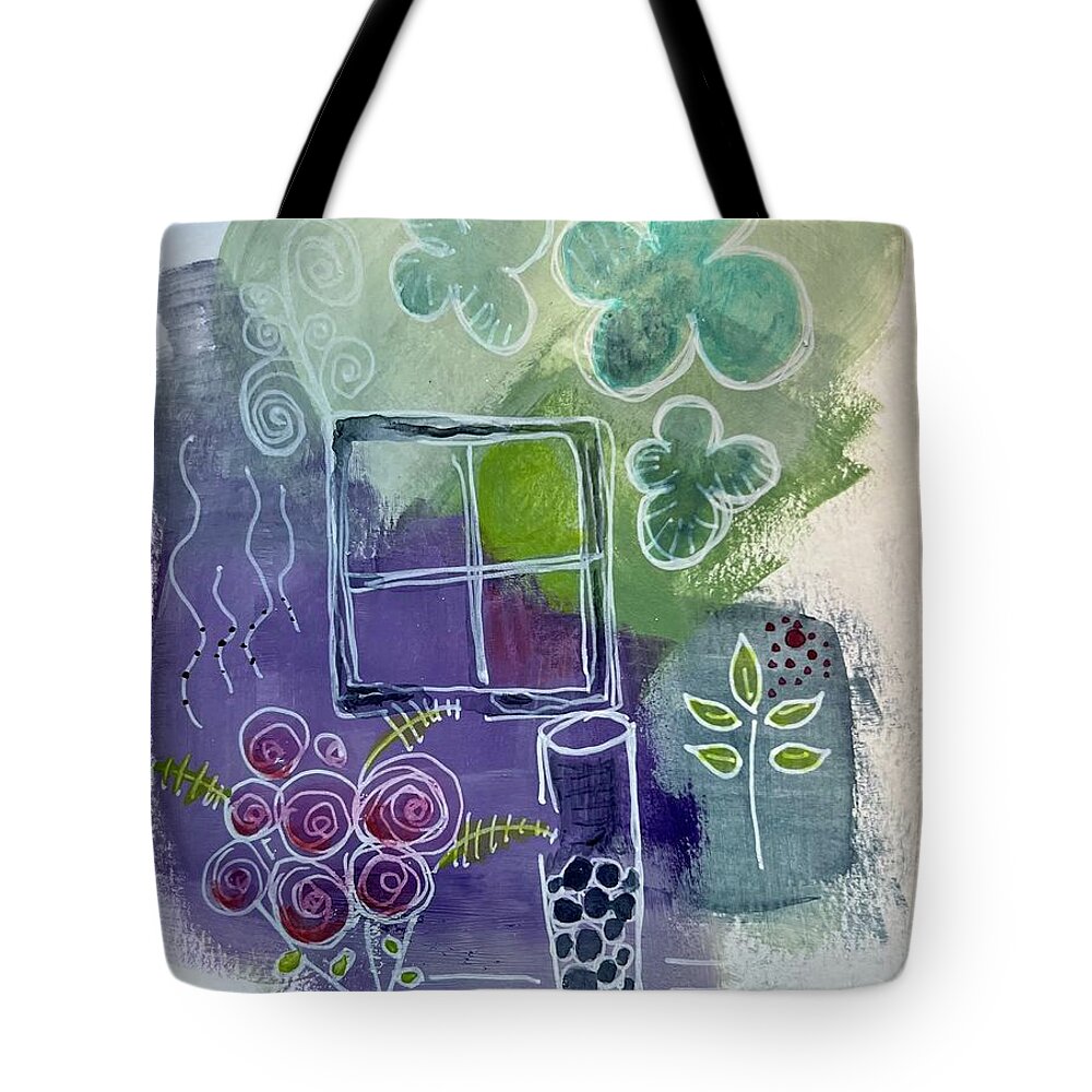  Tote Bag featuring the painting Purple Doodle Too by Theresa Marie Johnson