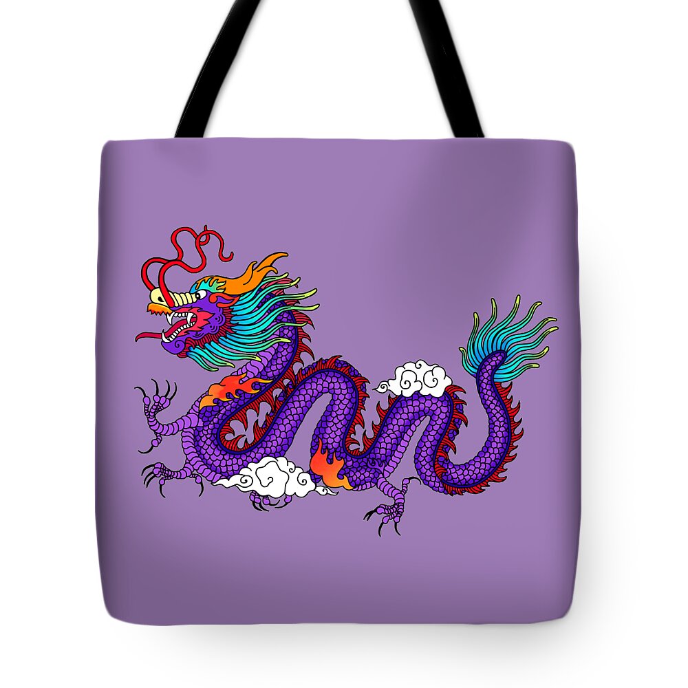 Purple Dragon Tote Bag featuring the mixed media Purple Dragon by Anthony Seeker