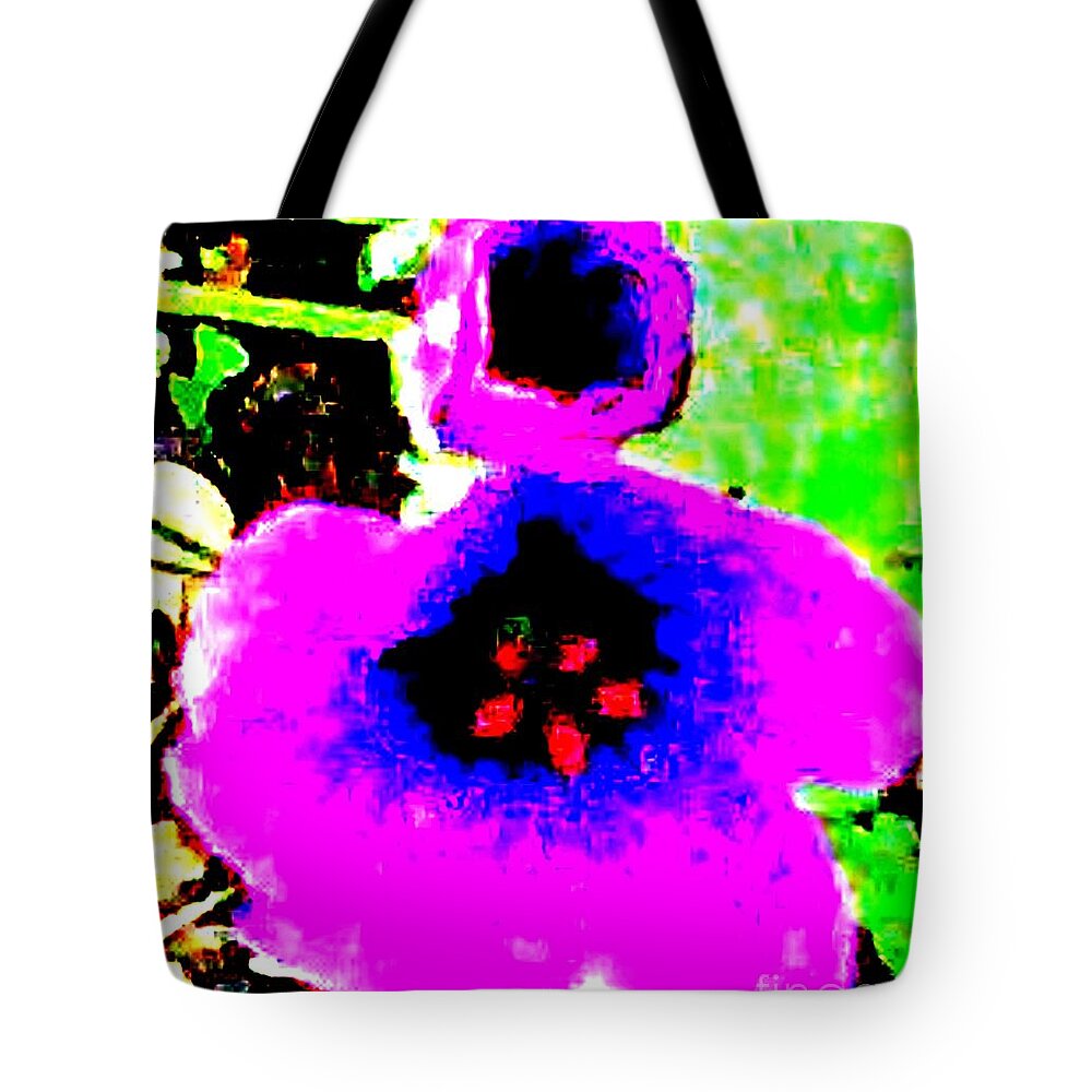 Purple Tote Bag featuring the digital art Purple Flower Pop by Kari Myres