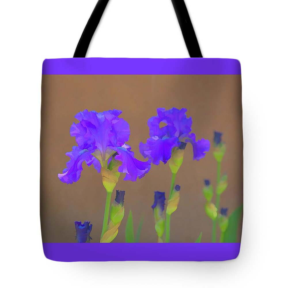 Purple Tote Bag featuring the digital art Purple Iris by JBK Photo Art