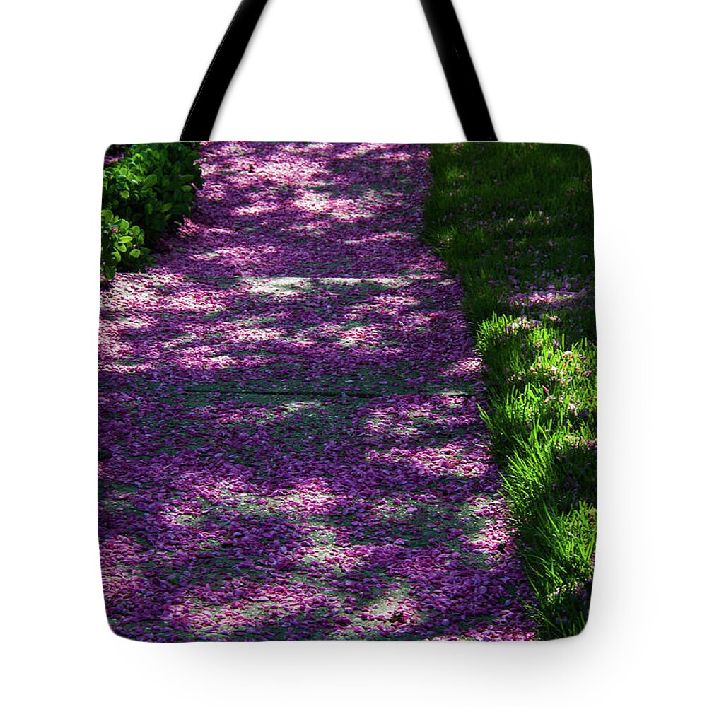 Crab Apple Tree Tote Bag featuring the photograph Purple Path by Rich Clewell