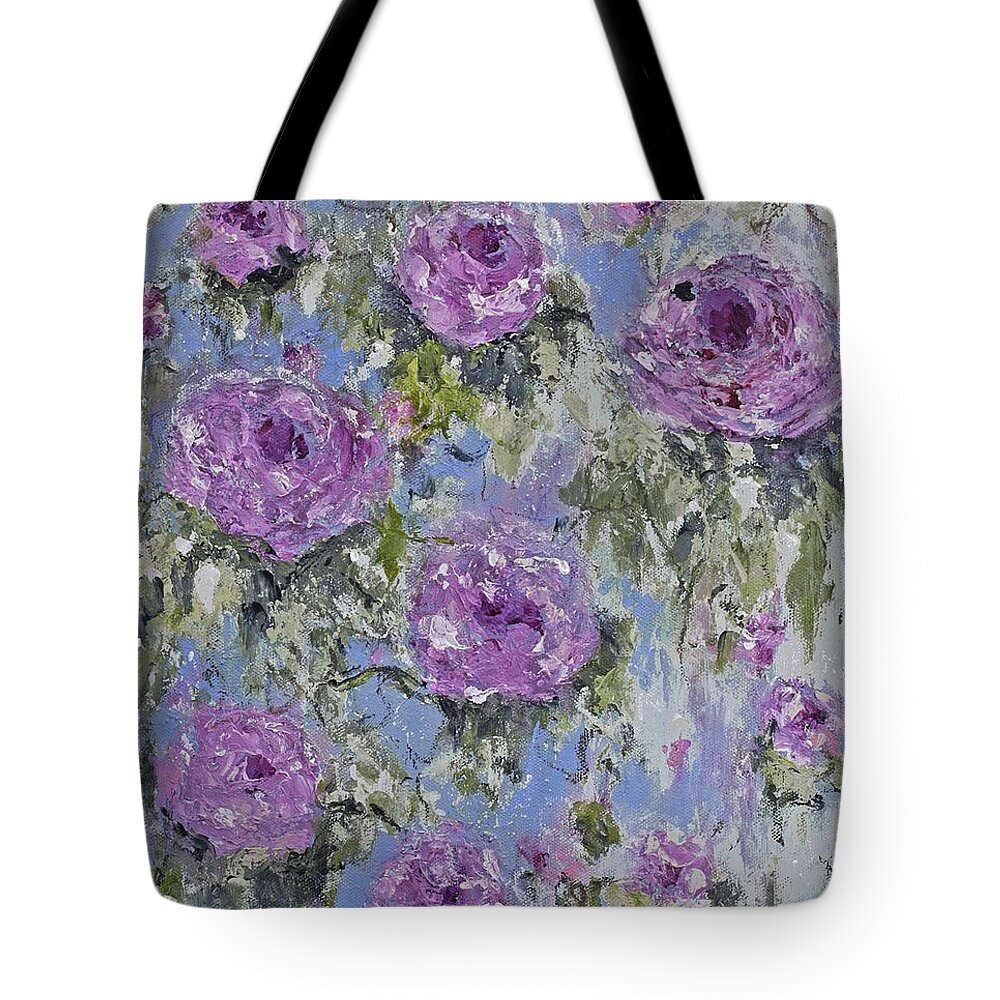 Purple Rose Tote Bag featuring the painting Purple Rose by Cherie Salerno