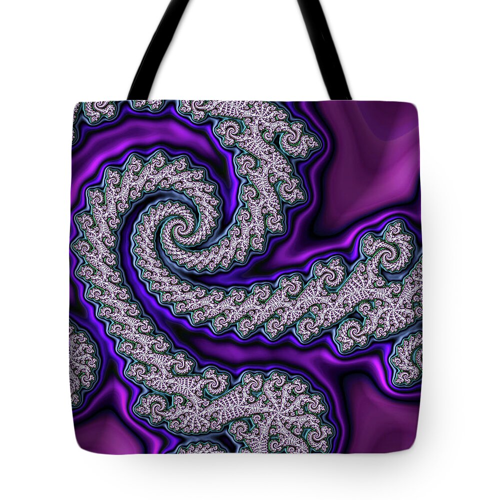Abstract Tote Bag featuring the digital art Purple Twirls 1 by Manpreet Sokhi