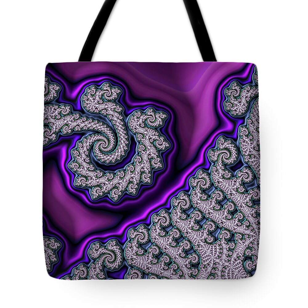 Abstract Tote Bag featuring the digital art Purple Twirls 3 by Manpreet Sokhi