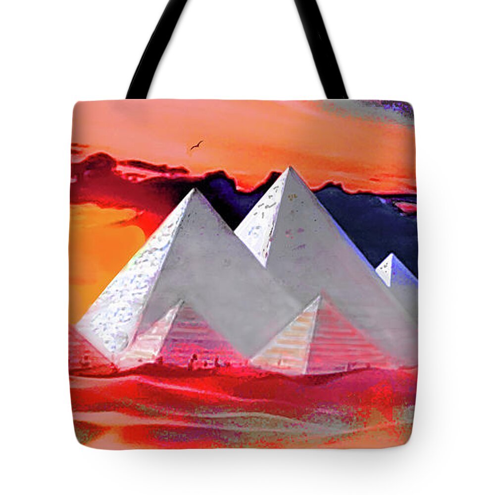 Egypt Tote Bag featuring the painting Pyramids by CHAZ Daugherty