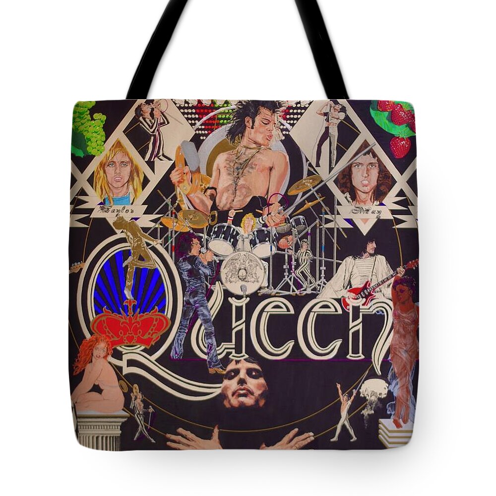 Colored Pencil Tote Bag featuring the drawing Queen by Sean Connolly