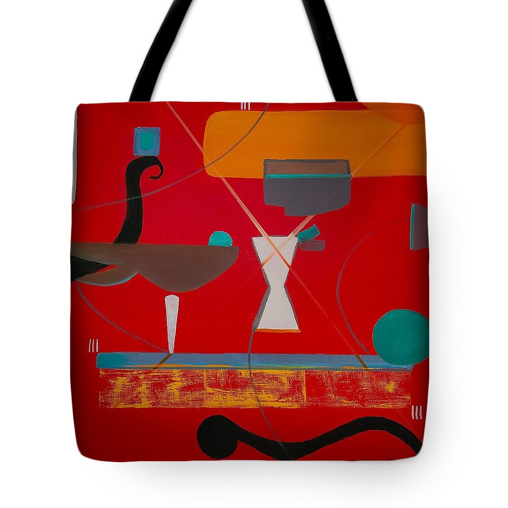 Abstract Tote Bag featuring the painting Queens and Kings Cant Buy Time by Judith Rhue