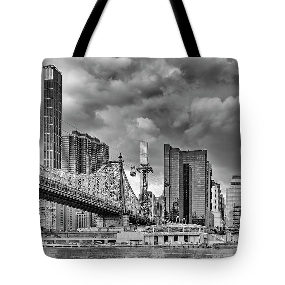 Photosbycate Tote Bag featuring the photograph Queensboro Bridge and Clouds by Cate Franklyn