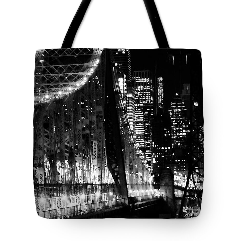 Night Tote Bag featuring the photograph Queensboro Bridge and Midtown East Towers - A Manhattan Nightscape by Steve Ember