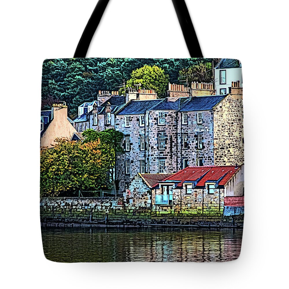 Queensferry Scotland Tote Bag featuring the digital art Queensferry Scotland by SnapHappy Photos