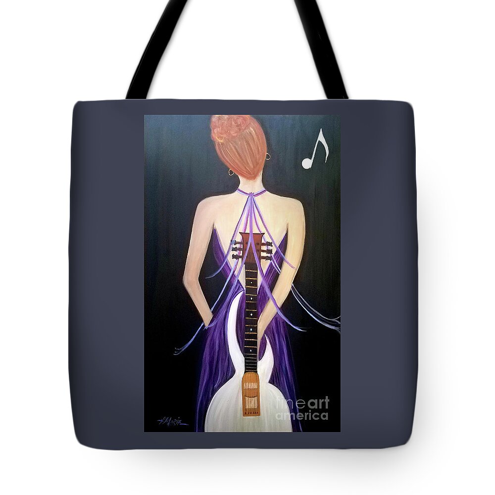 Guitar Tote Bag featuring the painting Quiet Before The Storm by Artist Linda Marie