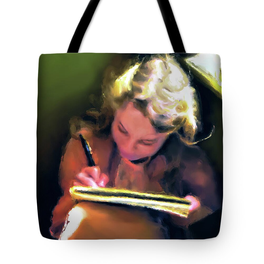 Girl Tote Bag featuring the painting Quiet Corner by Joel Smith