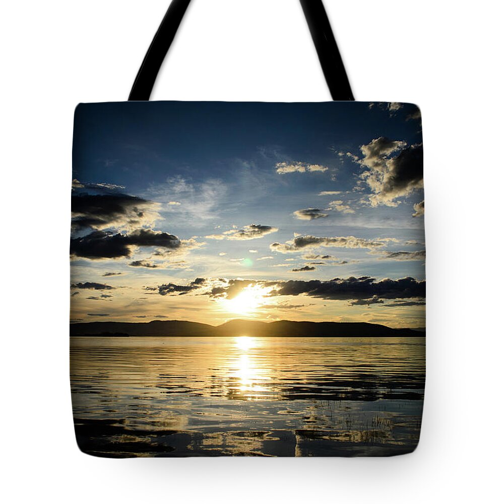 Montana Tote Bag featuring the photograph Quiet Flathead Sunset by Tara Krauss