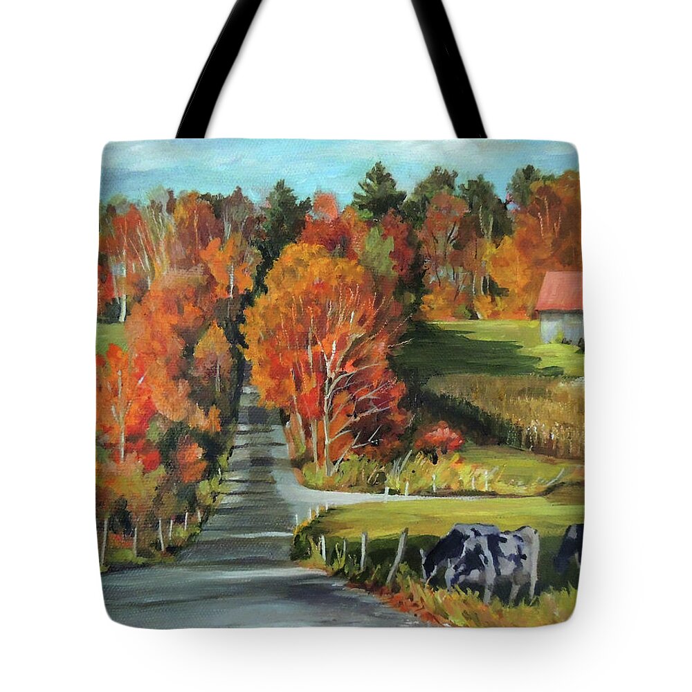 Vermont Tote Bag featuring the painting Quintessential Vermont by Nancy Griswold