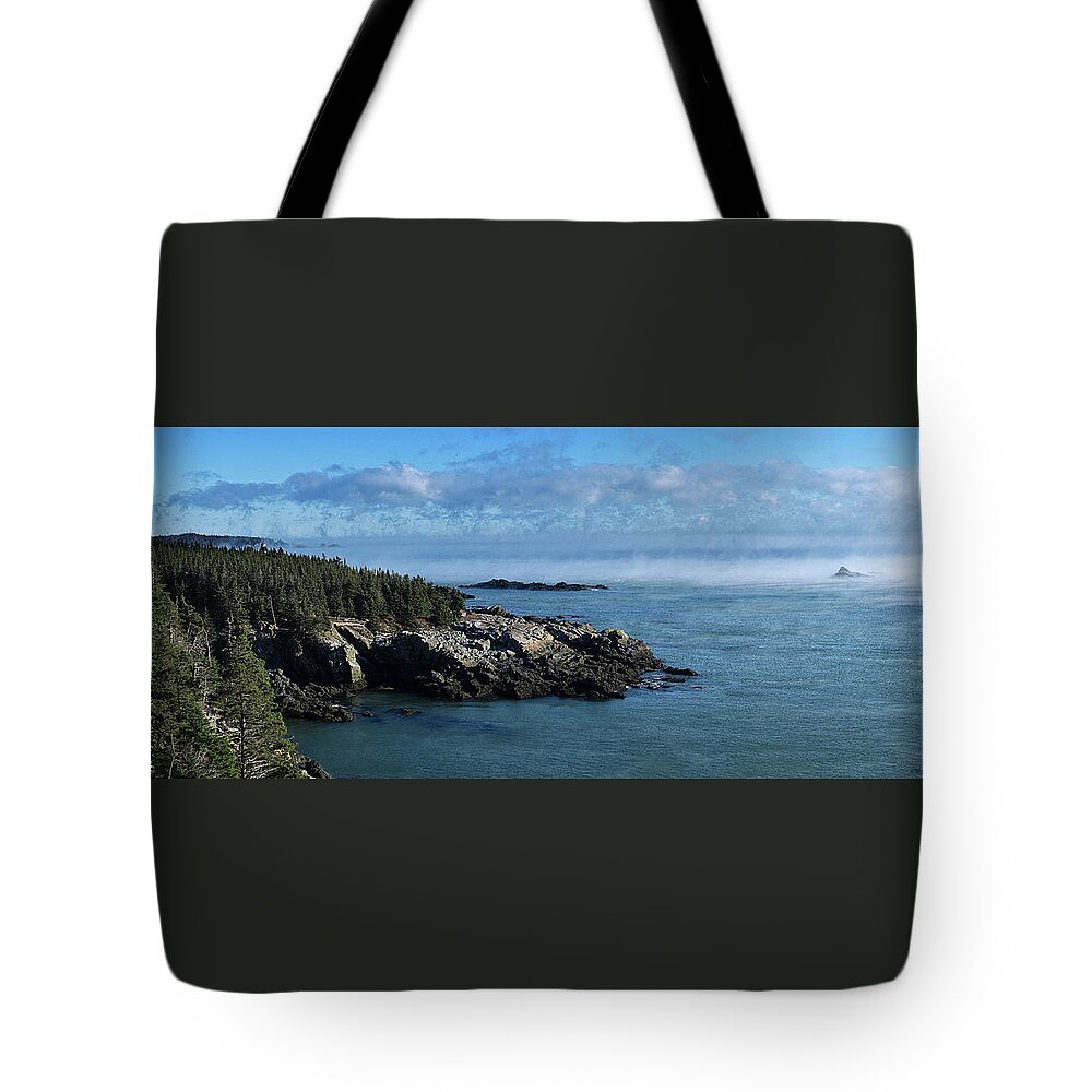 Quoddy Head State Park Panorama Tote Bag featuring the photograph Quoddy Head State Park Panorama by Marty Saccone