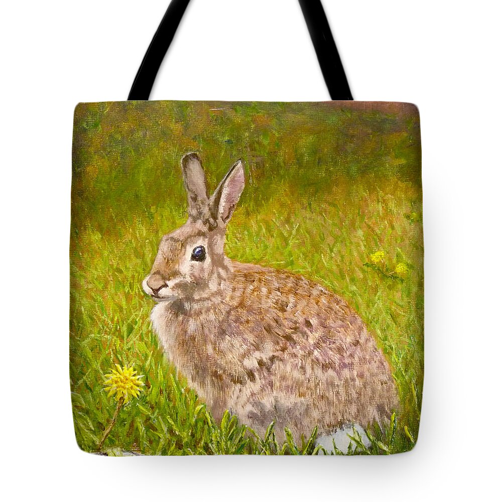 Rabbit Tote Bag featuring the painting Rabbit by Joe Bergholm