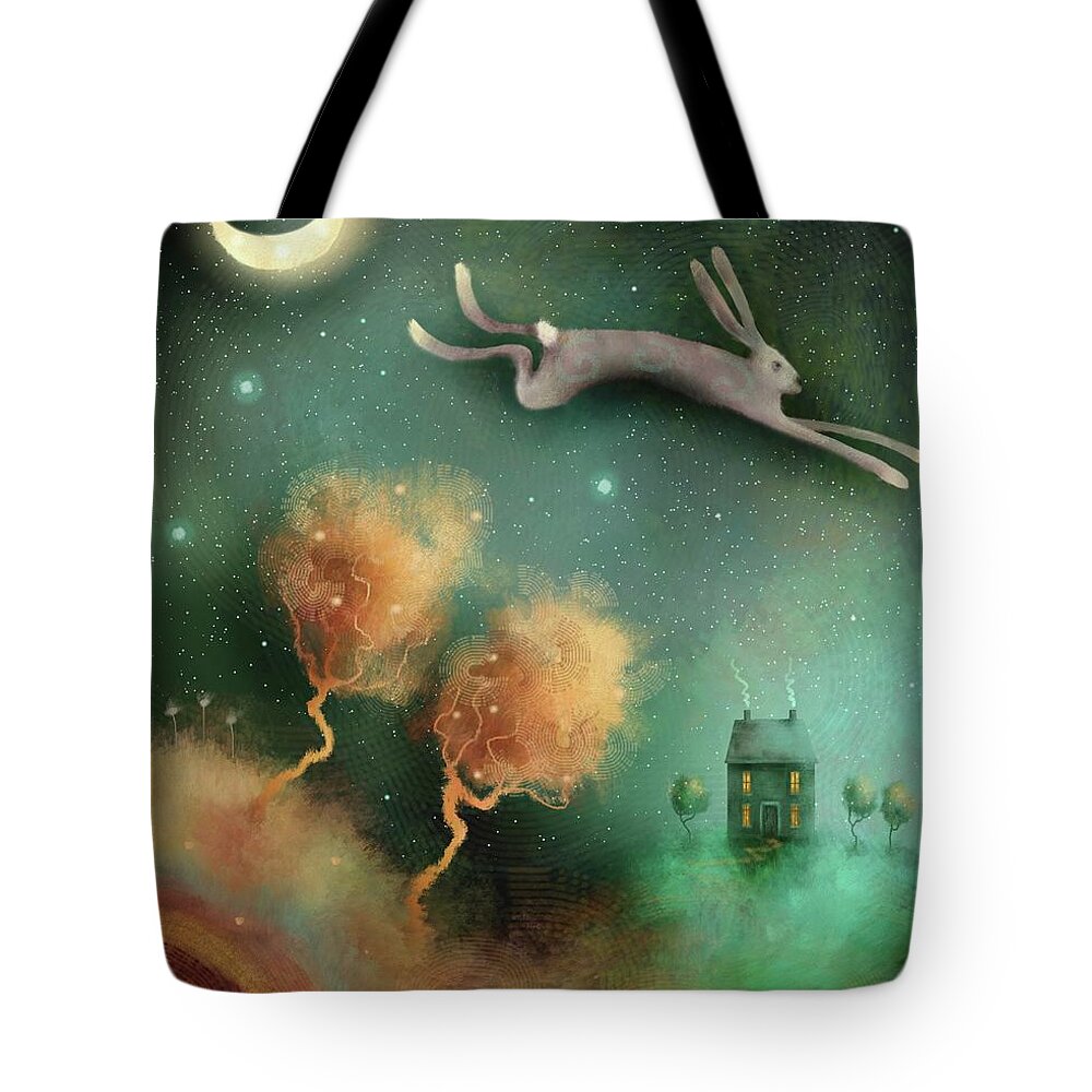 Landscape Tote Bag featuring the painting Racing The Moon by Joe Gilronan