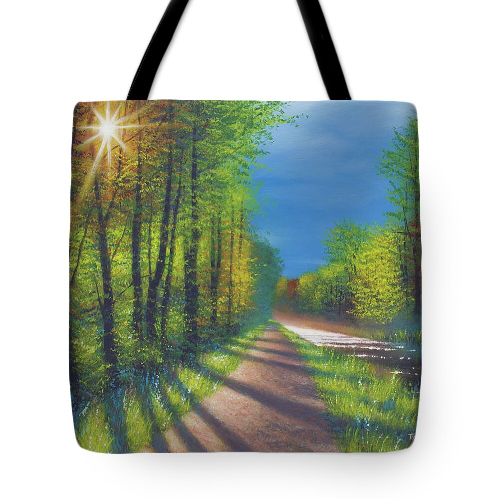 Landscape Tote Bag featuring the painting Radiant Path by Timothy Stanford