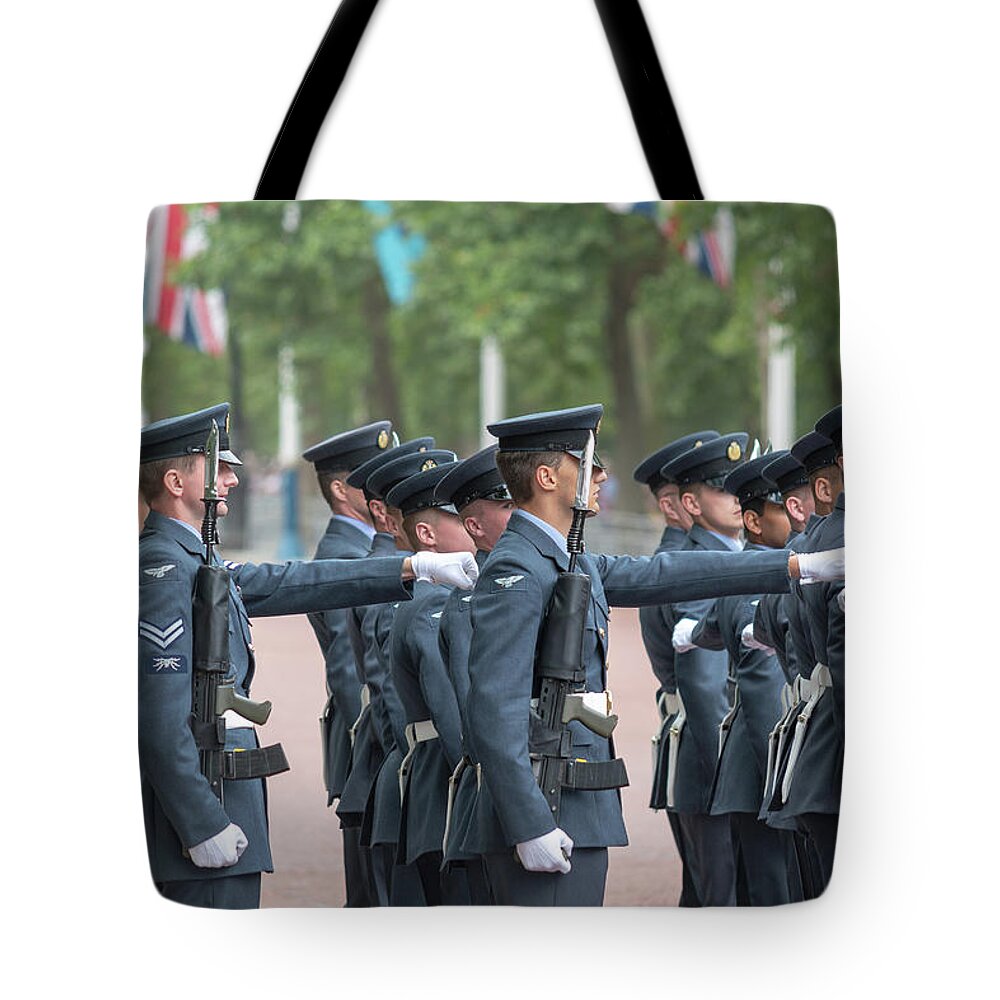 Raf Tote Bag featuring the photograph RAF on Parade at 100 by Andrew Lalchan