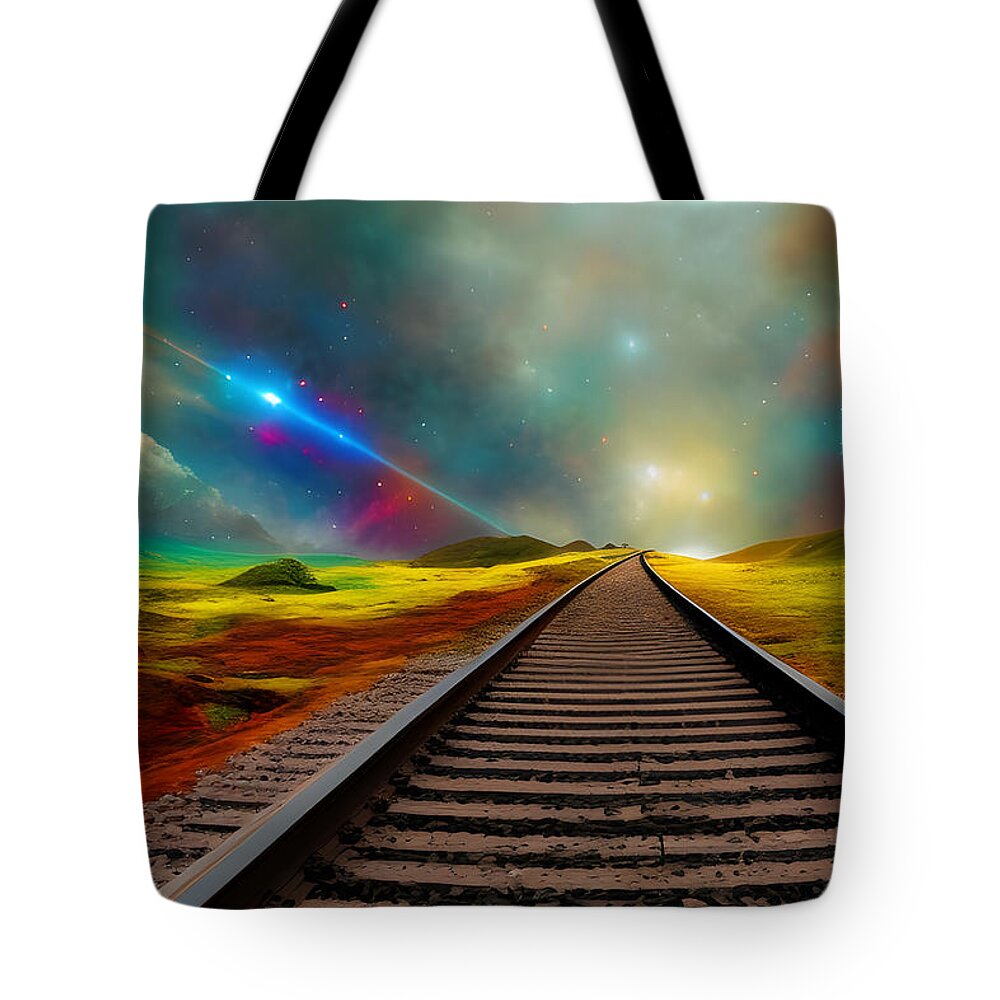 Newby Tote Bag featuring the digital art Railway to Heaven by Cindy's Creative Corner