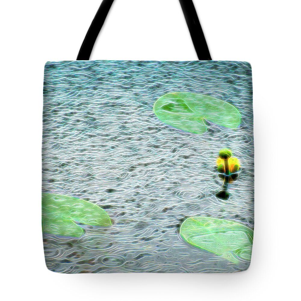 Lily Pads Tote Bag featuring the photograph Rain On My Pad by Pamela Dunn-Parrish