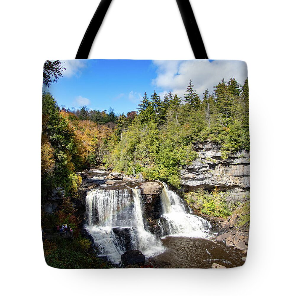 Waterfall Tote Bag featuring the photograph Rainbow in the Falls by Matt Sexton