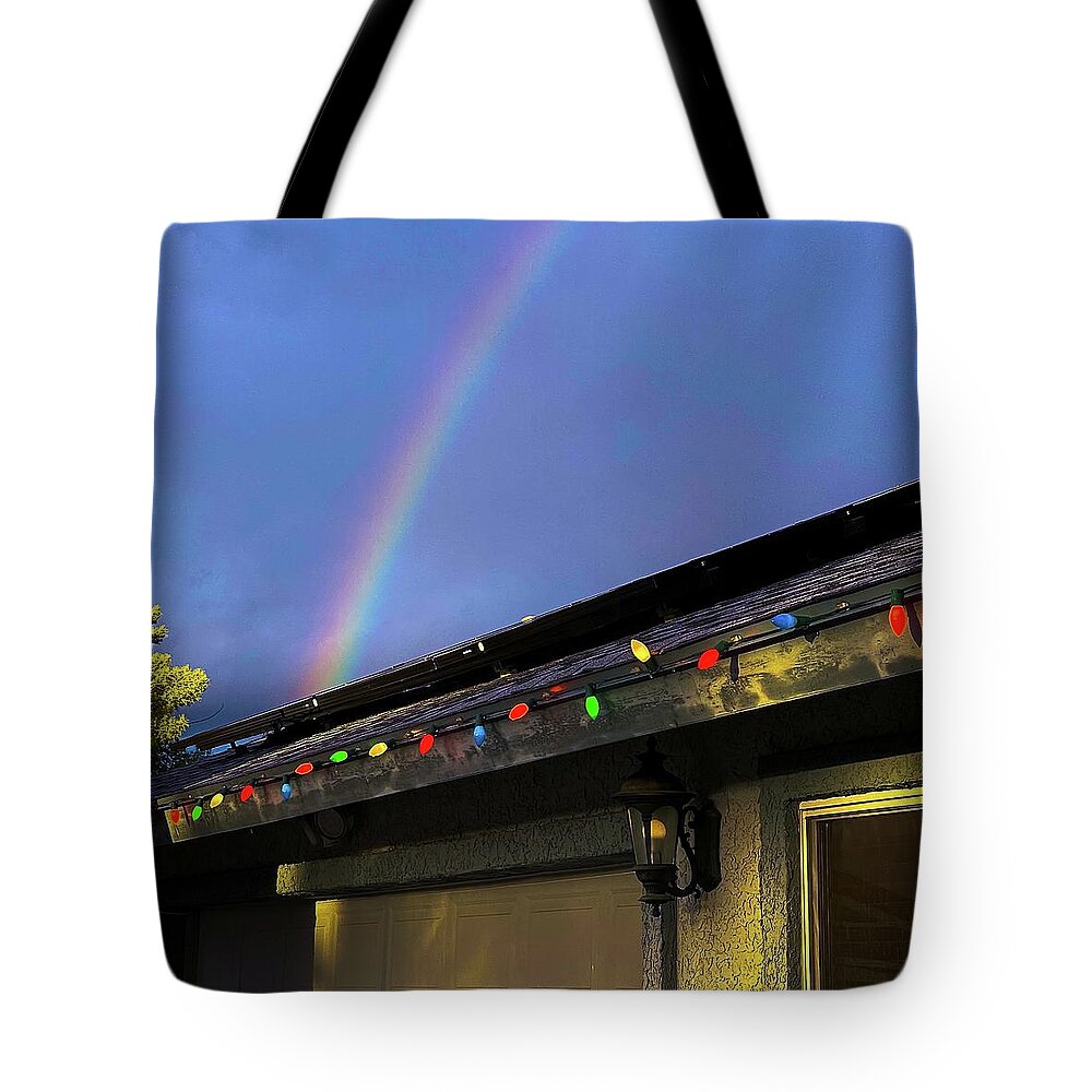 Rainbow Tote Bag featuring the photograph Rainbow Lights by Grey Coopre