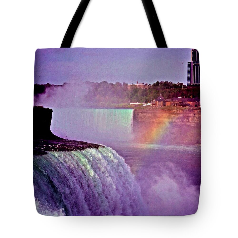 Rainbow Tote Bag featuring the photograph Rainbow over the Niagara Falls by Bess Carter