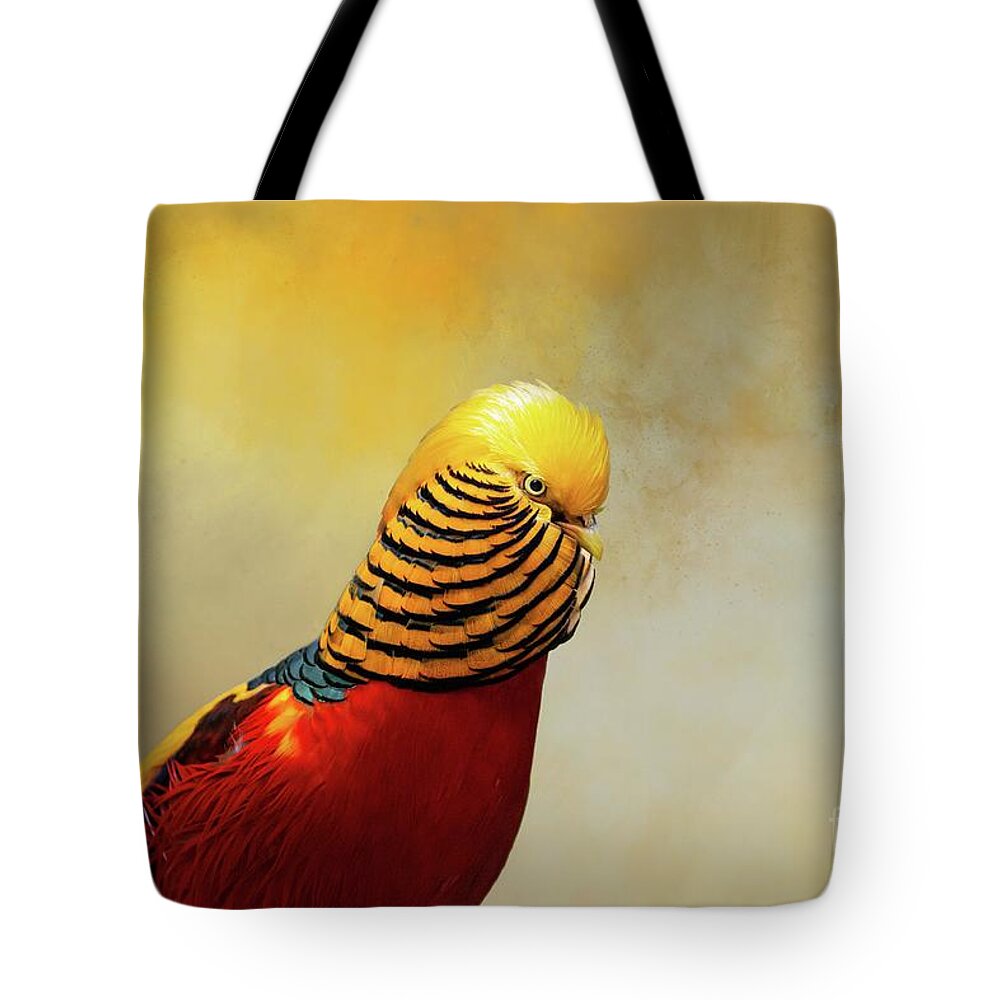 Golden Pheasant Tote Bag featuring the photograph Rainbow Pheasant Portrait by Eva Lechner
